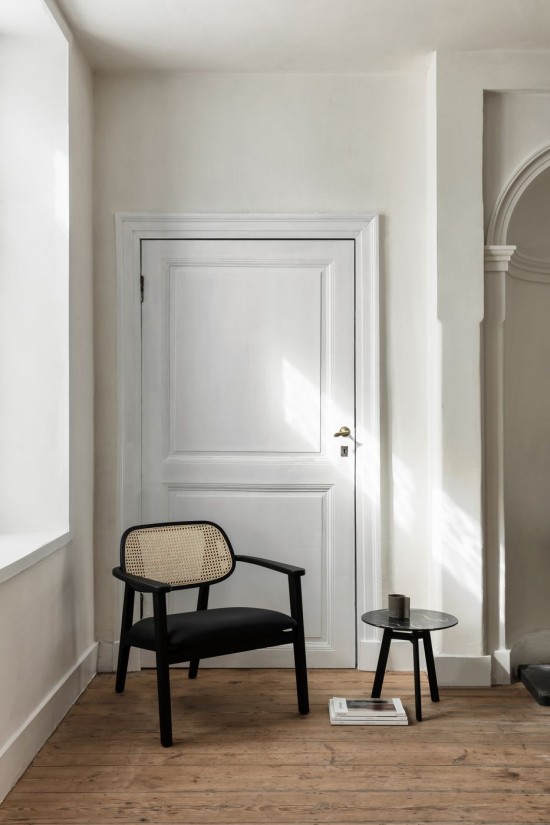 Vincent Sheppard Titus couches sofas armchairs Black Stained Oak frame Black Bouclé.