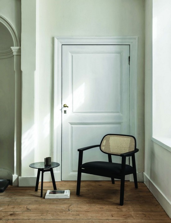 Vincent Sheppard Titus armzetels met armleuningen Zwart gebeitst Eiken frame Zwart Vegan Leder.