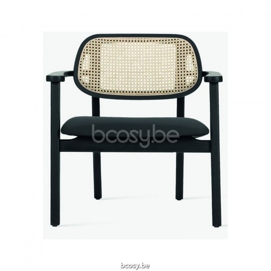 Vincent Sheppard Titus Lounge Stoel Zwart gebeitst Eiken frame Zwart Vegan Leder.