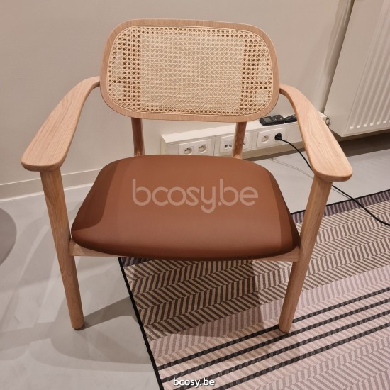 Vincent Sheppard Titus armzetels met armleuningen Natuur vernis Eiken frame Kastanje bruin Vegan Leder.