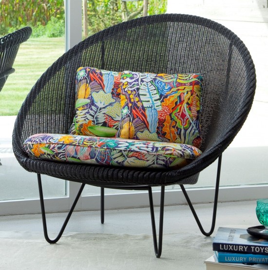 Vincent Sheppard Joe Lounge cadre en Acier Revêtement en poudre noir Lloyd Loom Noir.