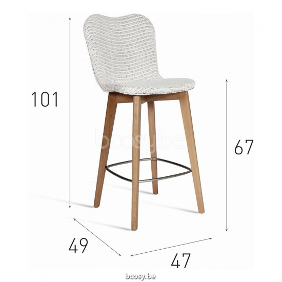 Vincent Sheppard Vincent Sheppard Lily Counter Stool Natural Oak Wood frame Pure White Lloyd Loom.