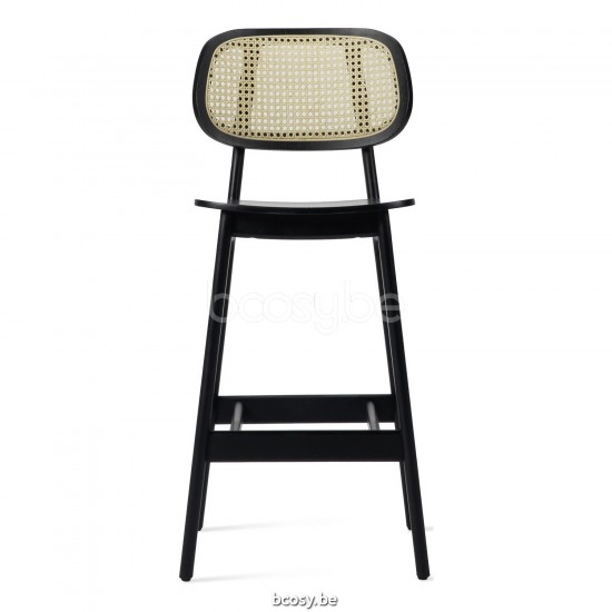 Vincent Sheppard Tabouret de bar Titus H100 cm noir - cannage - Tabouret Titus noir H100 cm Titus Tabouret de bar mi-hauteur Cadre en Chêne Noir teinté Chêne No