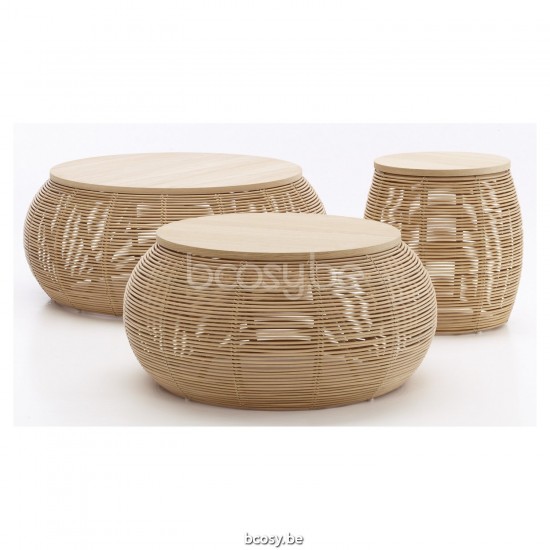 Vincent Sheppard Vivi Runder Couchtisch Rund Natürlich Rattan Tischplatte Eiche Natur.