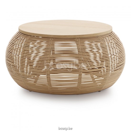 Vincent Sheppard Vivi Ronde Salontafel Dia 77 Naturel Rotan Natuur eiken Tafelblad.