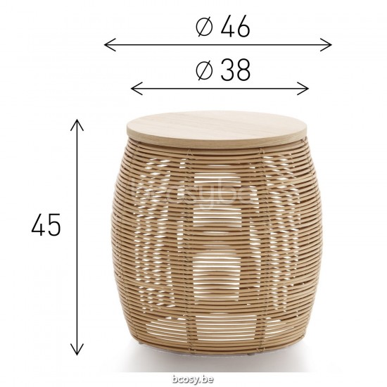 Vincent Sheppard Vincent Sheppard Vivi Round Side Table Dia 46 Natural Rattan Natural Oak top.