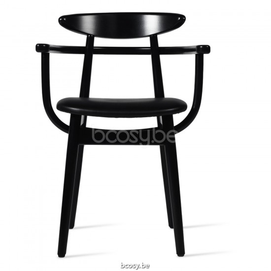 Vincent Sheppard Teo Fauteuil Cadre en Hêtre Noir Cuir Noir Vegan.