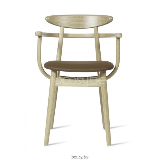 Vincent Sheppard Chaise Teo tapissée avec accoudoirs chêne naturel Teo Fauteuil Cadre en Chêne Naturel Cuir Marron végan.
