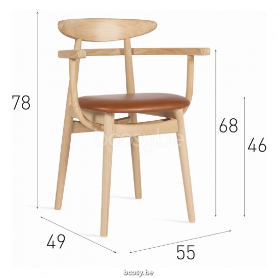 Vincent Sheppard Teo Fauteuil Cadre en Chêne Naturel Cuir Marron végan.