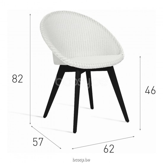 Vincent Sheppard Vincent Sheppard Joe Dining Chair Black Stained Hardwood frame Snow Lloyd Loom.