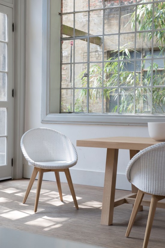 Vincent Sheppard Chaise Joe base chêne Joe Chaise Cadre en Bois Chêne naturel Lloyd Loom Neige.