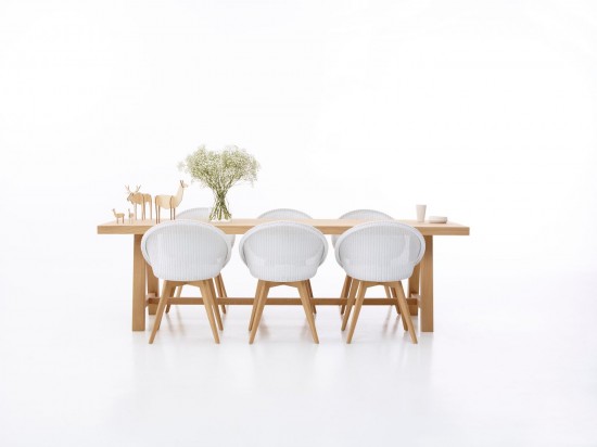 Vincent Sheppard Joe dining chairs Natural Oak Wood frame Pure White Lloyd Loom.