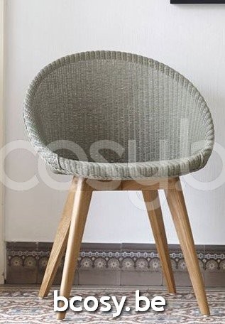 Vincent Sheppard JOE Esstischstuhl Joe Stuhl Rahmen aus Eiche Natur Holz Dusty Grün Lloyd Loom.