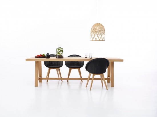 Vincent Sheppard Chaise Joe base chêne Joe Chaise Cadre en Bois Chêne naturel Lloyd Loom Noir.