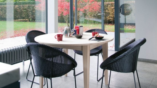 Vincent Sheppard Joe dining chairs Black Powder Coated Steel Sled frame Black Lloyd Loom.