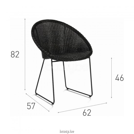 Vincent Sheppard Vincent Sheppard Joe Dining Chair Black Powder Coated Steel Sled frame Black Lloyd Loom.