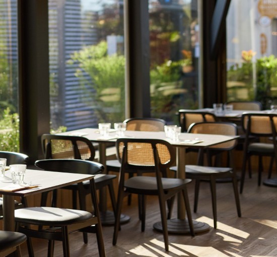 Vincent Sheppard Titus dining chairs Natural Varnish Oak frame Lime White Bouclé.