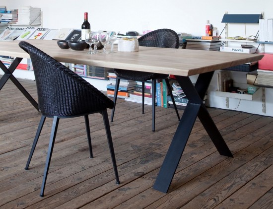 Vincent Sheppard Chaise Jack base acier Jack Chaise Cadre en Acier X Revêtement en poudre noir Lloyd Loom Noir.