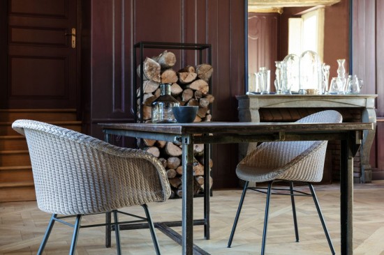 Vincent Sheppard Chaise Avril base A acier Avril Chaise Cadre en Acier A Revêtement en poudre noir Lloyd Loom Nacré.