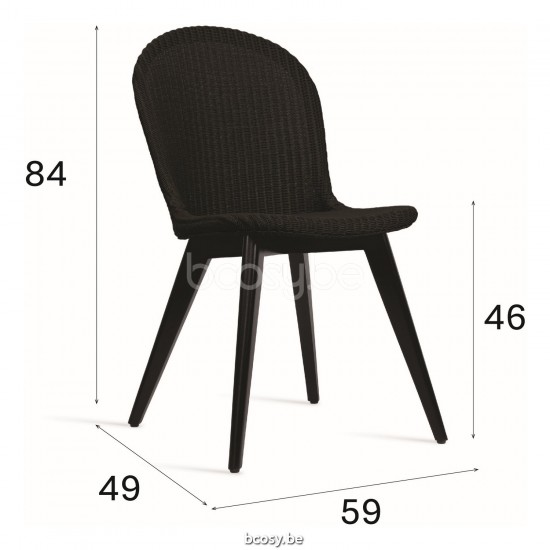 Vincent Sheppard Yann Stuhl Rahmen aus Schwarz gebeiztes Hartholz Schwarz Lloyd Loom.