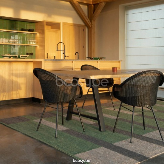 Vincent Sheppard AVRIL HB Chaise - Acier Avril Chaise de salle à manger avec dossier haut cadre en Acier A Revêtement en poudre noir Lloyd Loom Wengé.