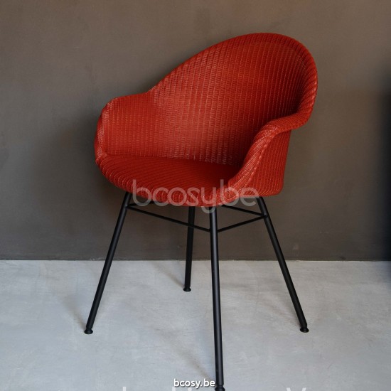 Vincent Sheppard AVRIL HB Chaise - Acier Avril Chaise de salle à manger avec dossier haut cadre en Acier A Revêtement en poudre noir Lloyd Loom Terre cuite.