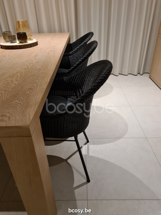 Vincent Sheppard Avril armchairs with armrests Black Powder Coated Steel A frame Black Lloyd Loom.