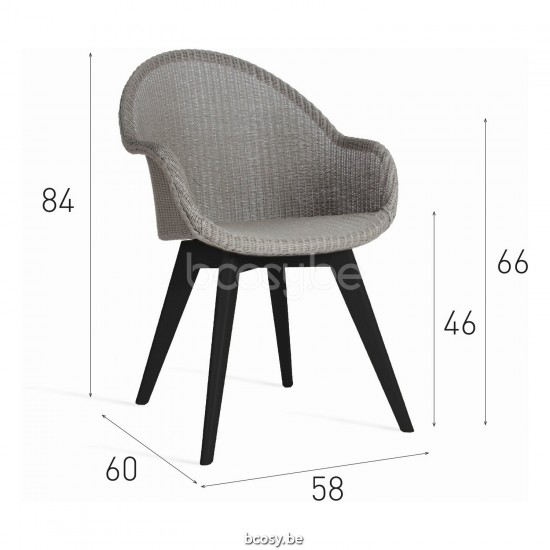 Vincent Sheppard Vincent Sheppard Avril High Back Dining Chair Black Stained Hardwood frame Quartz Grey Lloyd Loom.