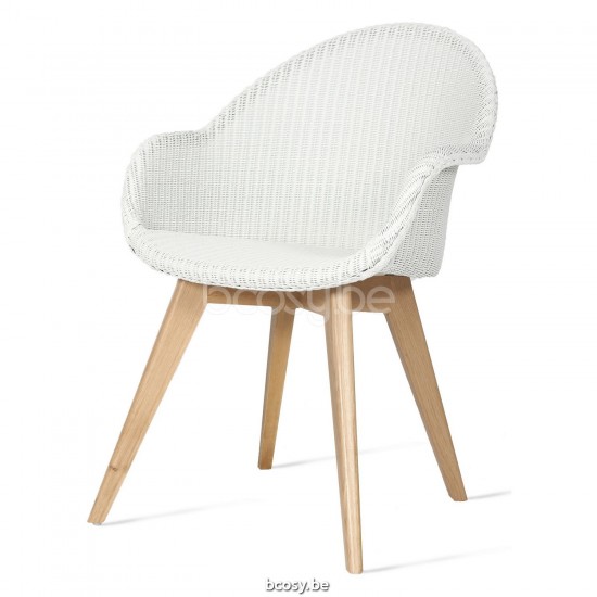 Vincent Sheppard Avril HB Stuhl Eiche Basis Avril Esszimmerstuhl mit hoher Rückenlehne Rahmen aus Eiche Natur Holz Schnee Lloyd Loom.