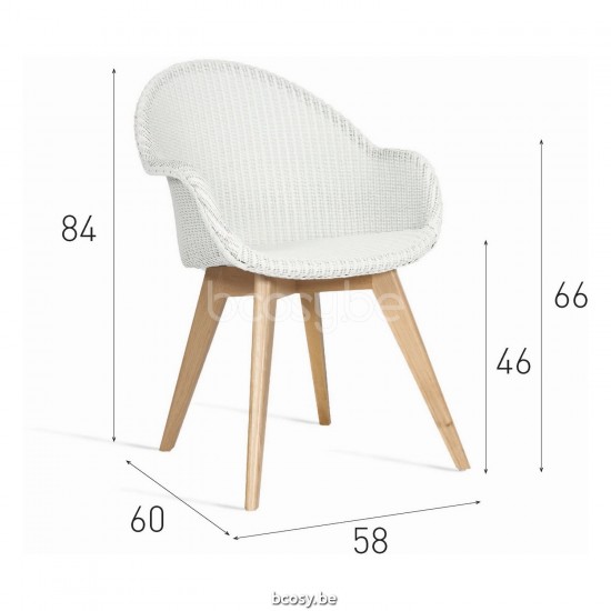 Vincent Sheppard Vincent Sheppard Avril High Back Dining Chair Natural Oak Wood frame Pure White Lloyd Loom.