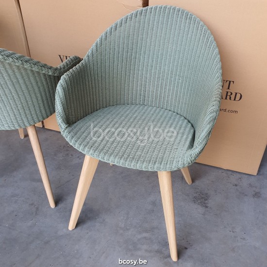 Vincent Sheppard Chaise Avril HB base chêne Avril Chaise de salle à manger avec dossier haut Cadre en Bois Chêne naturel Lloyd Loom Gris Quartz.