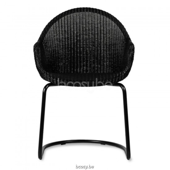 Vincent Sheppard Avril Chaise de salle à manger avec dossier haut Cadre en Acier Cantilever Revêtement en poudre noir Lloyd Loom Noir.