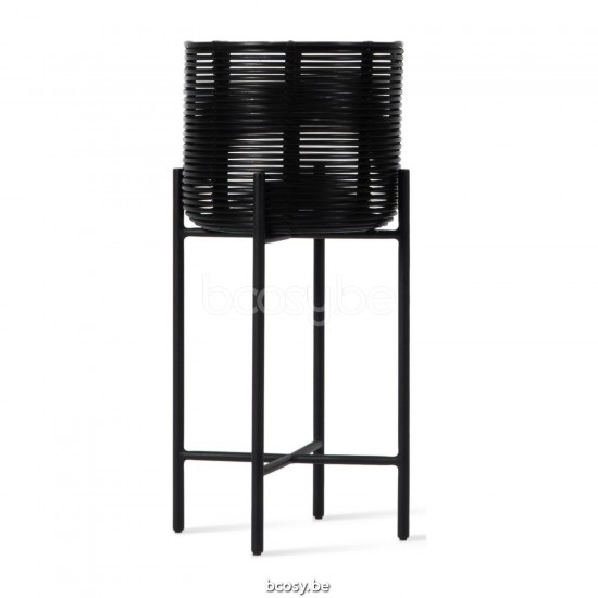 Vincent Sheppard Ivo Pflanzentopf Large Dia 29x65h Rahmen aus Schwarz Stahl Schwarz Flechtwerk Polyethylen.