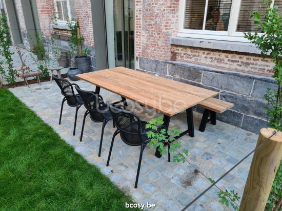 Vincent Sheppard Matteo gartenbanken Aussensitzbanken Rahmen aus Schwarz Aluminium 195x40.