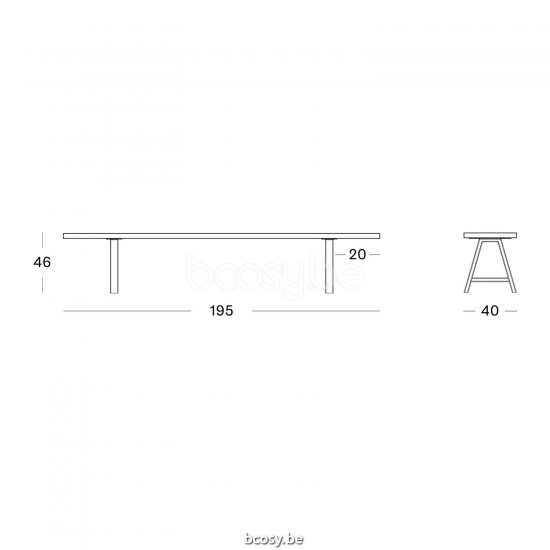 Vincent Sheppard Vincent Sheppard Matteo Bench 195x40 Black Aluminium frame Untreated Teak top.
