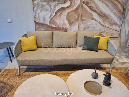 Vincent Sheppard Akari Canapé lounge 3s Cadre en Aluminium Blanc dune Corde Flax Polypropylène.