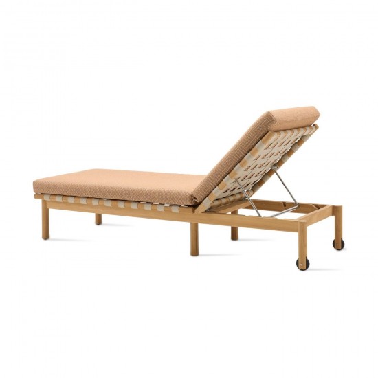 Vincent Sheppard Oda Bain de soleil Cadre en Teck non traité Bande De Tissu Flax Polypropylène.