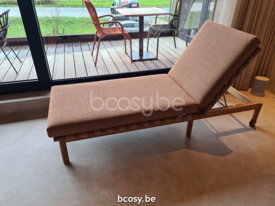 Vincent Sheppard Oda Bain de soleil Cadre en Teck non traité Bande De Tissu Flax Polypropylène.