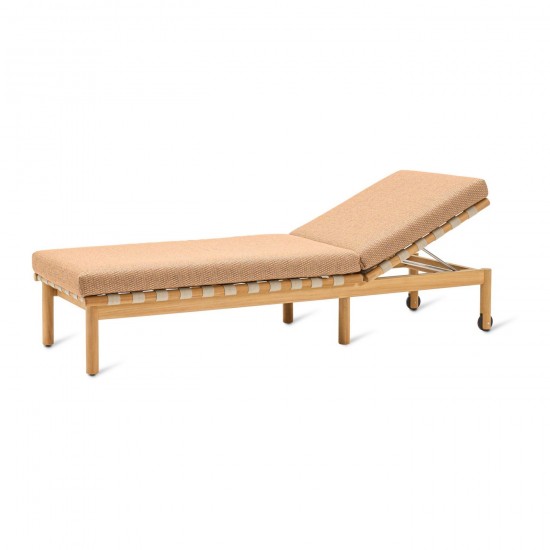 Vincent Sheppard Oda Sunlounger Untreated Teak frame Flax Strap Polypropylene.