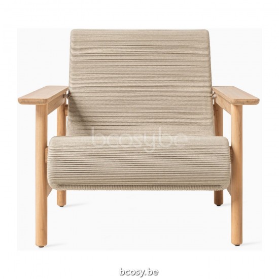Vincent Sheppard Tomus Fauteuil de repos Cadre en Teck non traité Corde Flax Polypropylène.