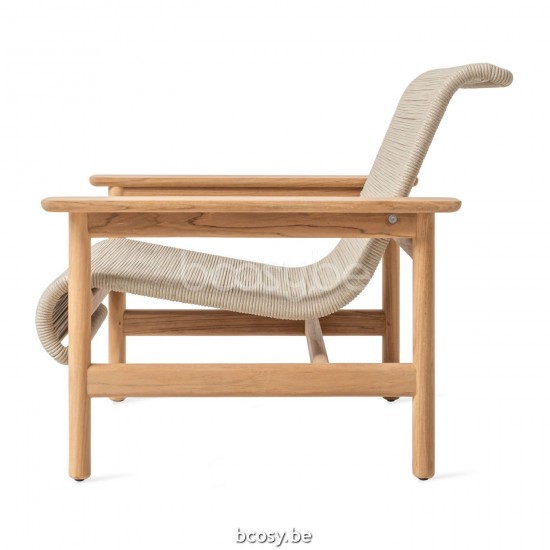 Vincent Sheppard Tomus Fauteuil de repos Cadre en Teck non traité Corde Flax Polypropylène.