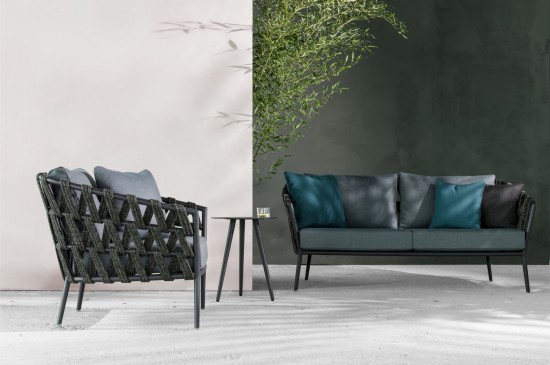 Vincent Sheppard Leo Loungesets 2zit Lava Aluminium frame Lava Touw Acryl.