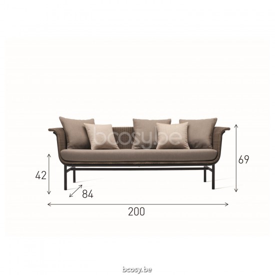 Vincent Sheppard Vincent Sheppard Wicked Lounge Sofa 3s Black Aluminium frame Taupe Wicker Polyethylene.