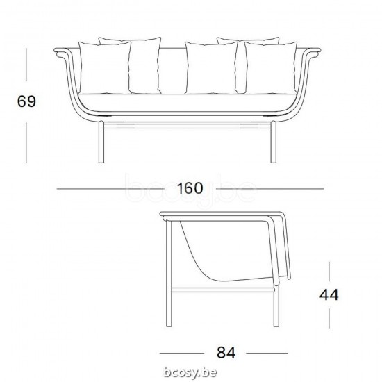 Vincent Sheppard Vincent Sheppard Wicked Lounge Sofa 2s Terracotta Aluminium frame Natural Wicker Polyethylene.