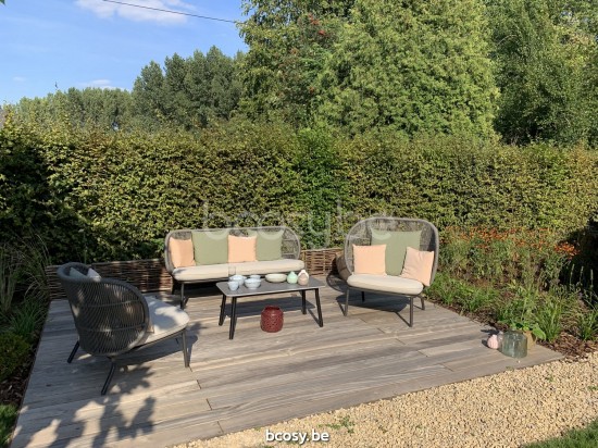 Vincent Sheppard Kodo Liegestuhl Kodo Lounge Stuhl Rahmen aus Fossil Grau Aluminium Fossil Grau Seil Polypropylen.