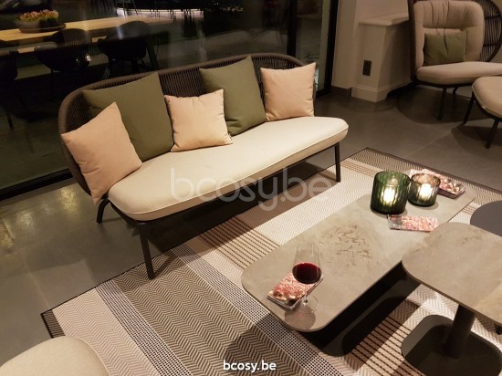 Vincent Sheppard Kodo salons de jardin détente 2 places Cadre en Aluminium Gris fossile Corde Gris fossile Polypropylène.