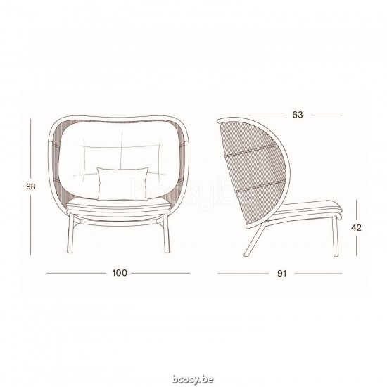 Vincent Sheppard Vincent Sheppard Kodo Cocoon Fossil Grey Aluminium frame Fossil Grey Rope Polypropylene.