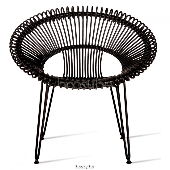 Vincent Sheppard Roy Lazy Stoel Zwart Stalen frame Zwart Wicker koord Polyethyleen.