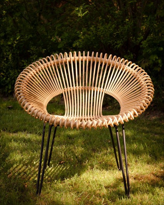 Vincent Sheppard Roy garden outdoor cocoon chairs Black Steel frame Camel Wicker-rope Polyethylene.