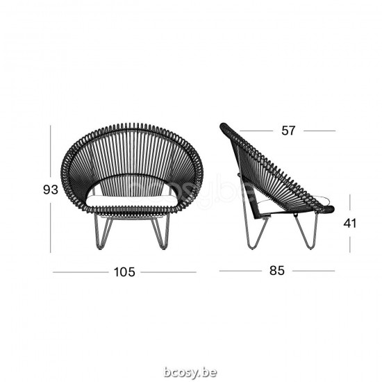Vincent Sheppard Vincent Sheppard Roy Cocoon Black Steel frame Black Wicker-rope Polyethylene.